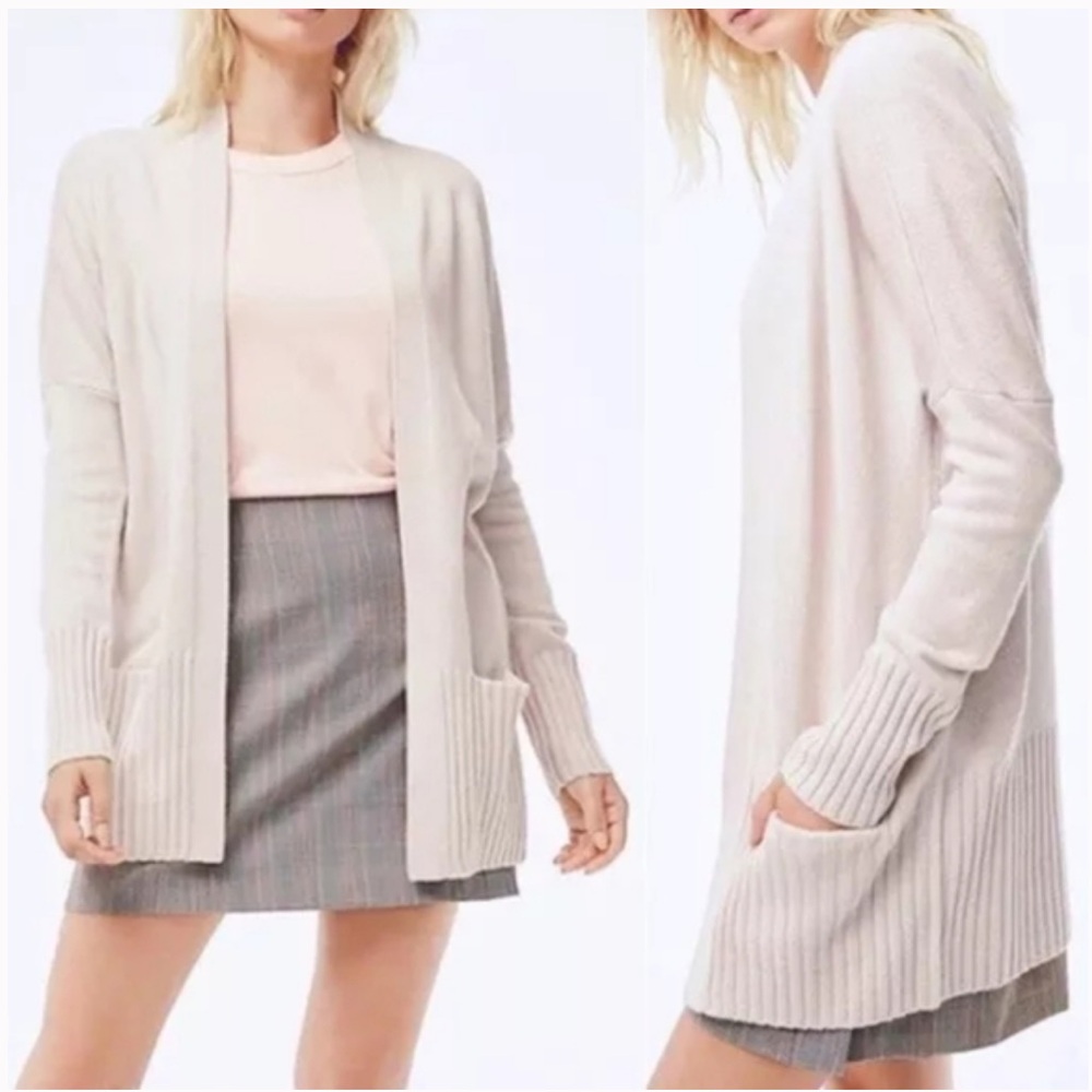 Aritzia Talula Lenox open front cardigan sweater cream cashmere angora blend